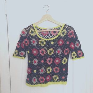 Zara multicolored floral crochet top (size small)